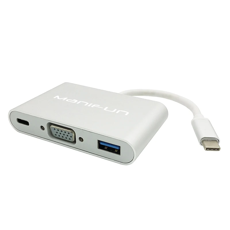 3-in-1 USB 3.1 Type C to VGA USB 3.0 Type-C Charger Adapter with Charging Video Converter for MacBook ChromeBook Pixel Projector (5)