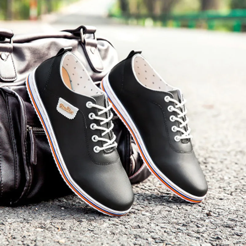 

2018 Spring Men Casual Shoes Genuine Leather High Quality Breathable Brand sneaker Shoes for Men Drop Shipping