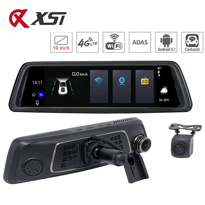 

XST 10" 4G Wifi Android 5.1 Car DVR Dash Cam Rearview Mirror Dash Camera Dual Lens ADAS GPS Navigation Bluetooth Recorder