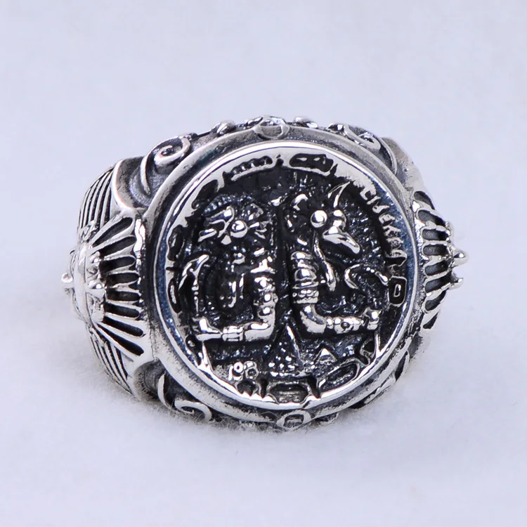 

S925 pure silver ring character ICONS domineering anu, rangers Egyptian pharaoh open men's ring
