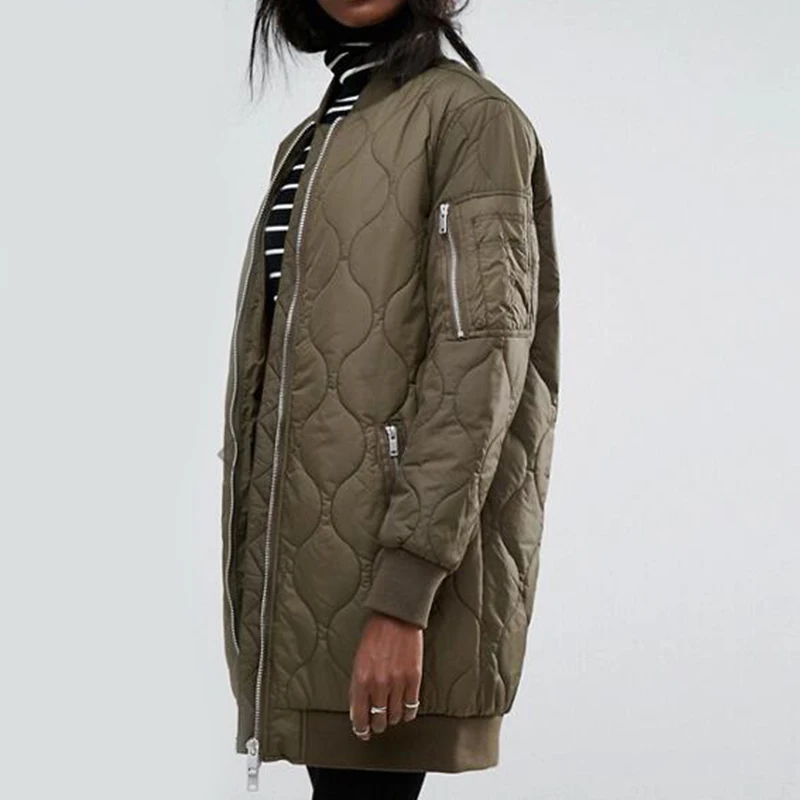 

Fashion Women Winter Jacket Coat Long Parka Female Bomber Loose Jacket Thickening Warm Solid Casual Outwear Zipper Coat