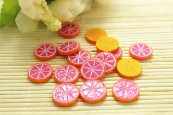 

50pcs/lot 15mm Kawaii Cabochon Resin Deco Fruits Round grapefruit Slice for diy phone decoration