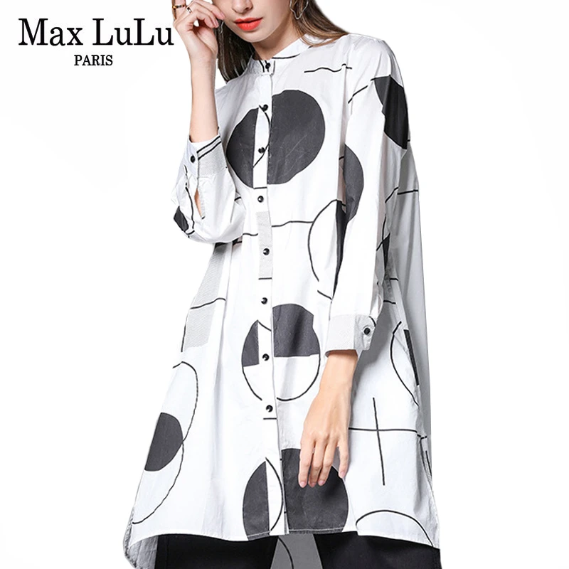 

Max LuLu 2019 Autumn Fashion Korean Style Clothes Ladies Punk Streetwear Women Dot Tops And Blouses Casual Long Shirts Plus Size