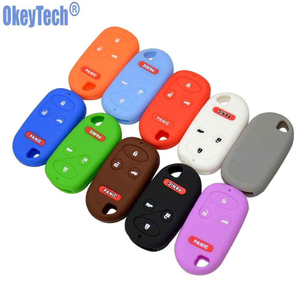 

OkeyTech 4 Button Silicone Cover Car Key Case For Honda Accord CRV S2000 Insight Prelude Remote Fob Protector Housing Holder