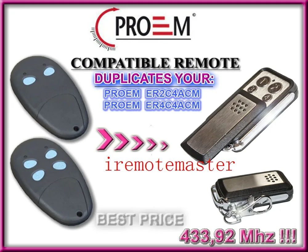 

PROEM ER2C4ACM,ER4C4ACM replacement remote control 433,92MHZ