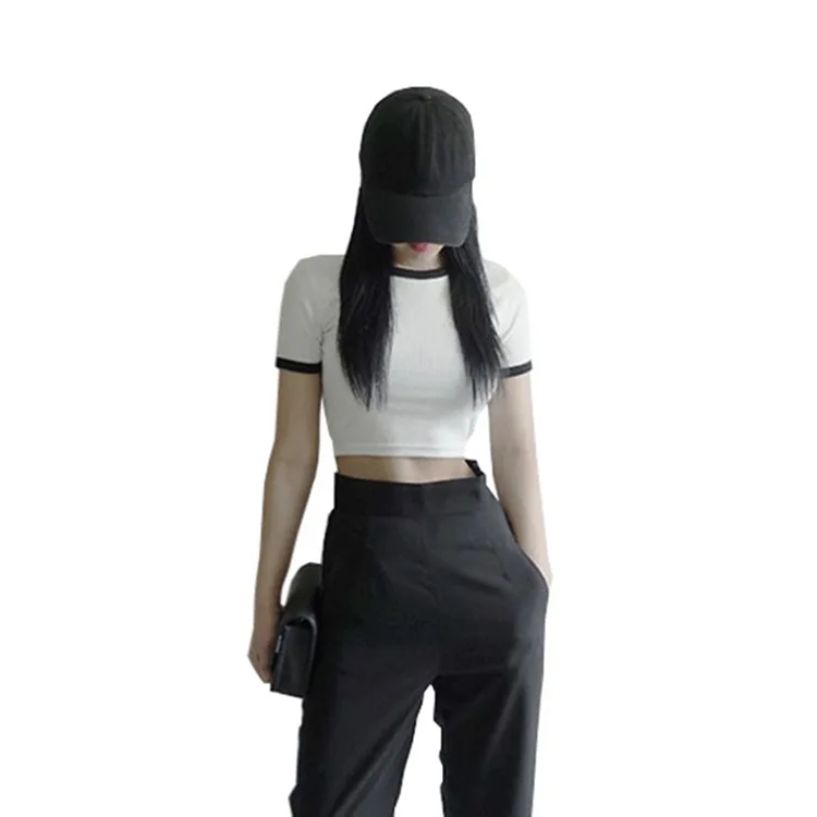 مثير ضئيلة عالية مطاطا القطن المرأة المحاصيل القمم قميص مخصص logo نص صورة مطبوعة تيز سيدة الأزياء فاسق الهيب هوب الروك القمصان