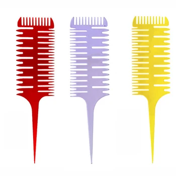 

Mayitr 3-Way Fish Bone Shape Sectioning Weave Weaving Comb 6 Colors Plastic Highlight Highlighting Comb Hair Dye Styling Tool