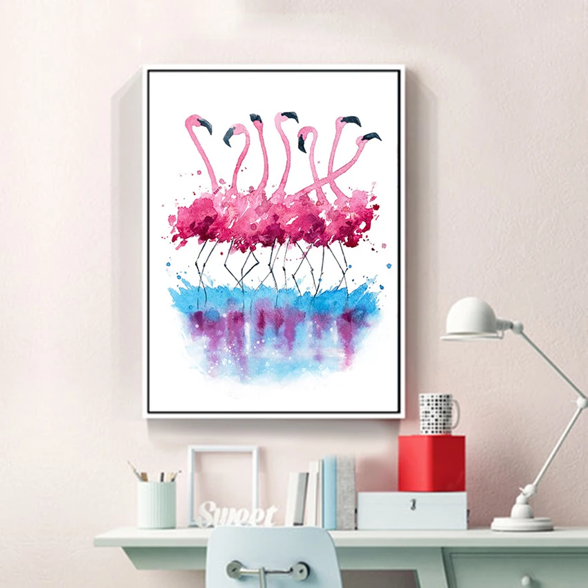 Kawaii Animaux Flamant De Affiche Imprimer Moderne Nordique