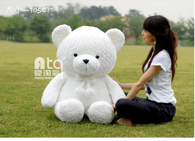 

big lovely white teddy bear toy plush rose fat teddy bear gift about 105cm