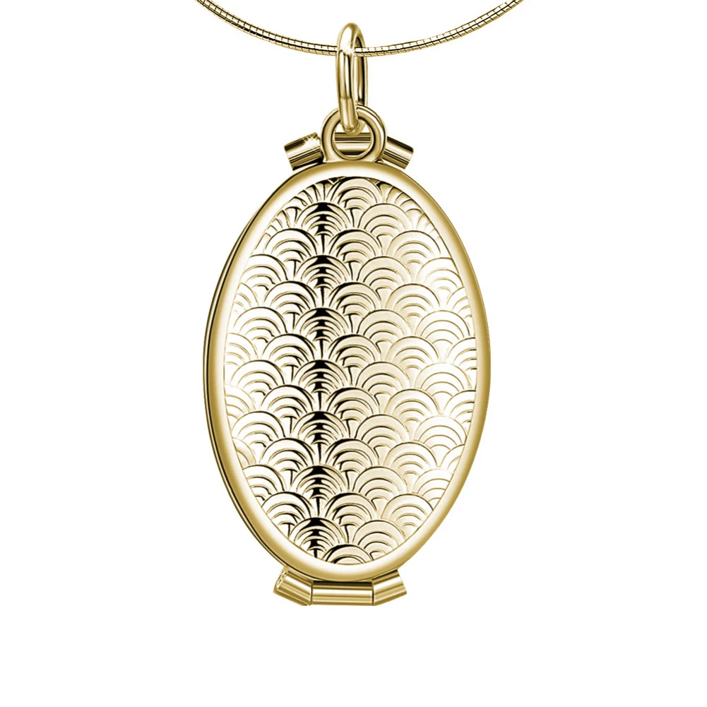 

Fish Scale Pattern Oval Locket 4 Slots Photo Frame Pendant Necklace Jewelry Gift