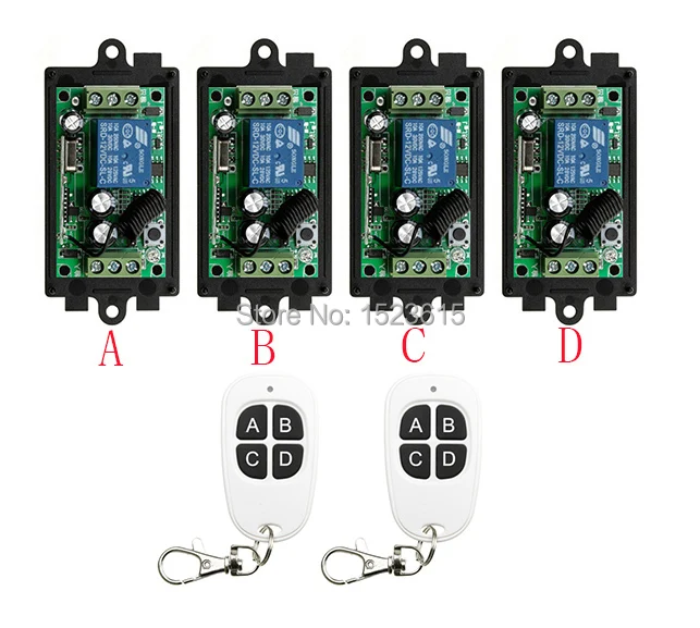 

New DC12V 1CH 1Channe RF wireless remote control switch System 2X Transmitter + 4X Receiver,315/433 MHZ