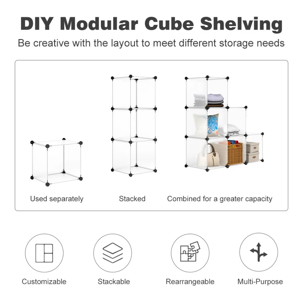LANGRIA 6-куб блокируя модульная Open уход за кожей лица, органайзер для хранения стеллажи Системы гардероб шкаф для одежды для домашней одежды обувь игрушки