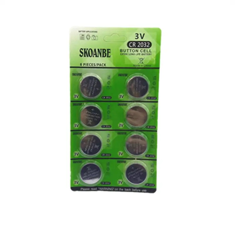

TBUOTZO GREEN 1X8=8PCS(1 CARD) CR2032 DL2032 CR 2032 ECR2032 Button Cell Coin 3V Lithium Battery For Watch LED Light FREE Shipp