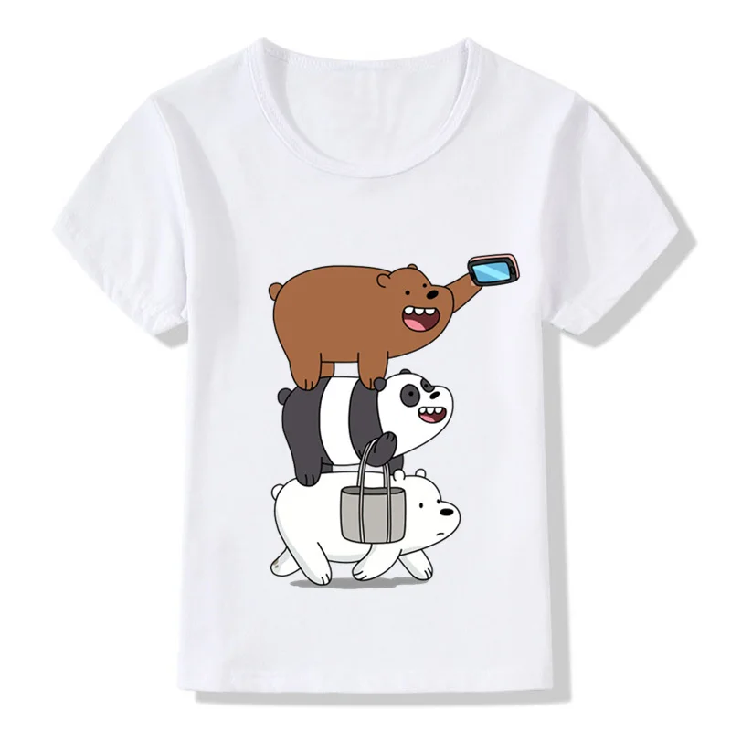 

Children Bear Black And Polar Fuse Into Panda Funny T-shirt Cartoon Bears Boys/Girls Top T shirt Summer Kids Clothes,HKP5184