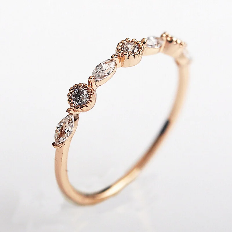 

2016 New Cubic Zircon Elegant Women Ring Top Quality Thin Midi Cocktail Ring Jewelry
