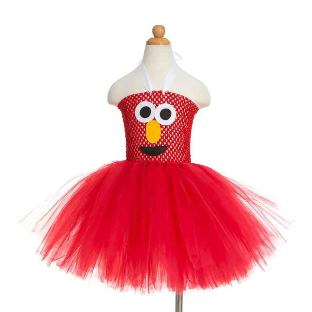 Sesame Street Elmo Inspired Handmade Fancy Tutu Dress Red Tulle Kids
