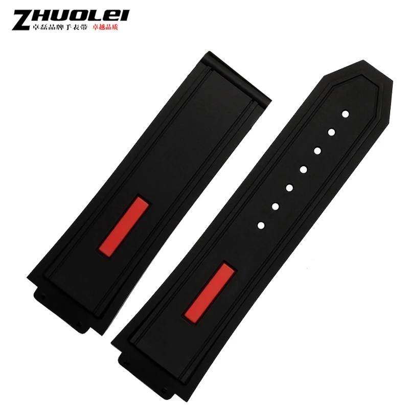 

High quality 27*19mm(lug) Black Rubber Watchnand soft Strap Bracelet Waterproof deployment buckle for men's brand watches band
