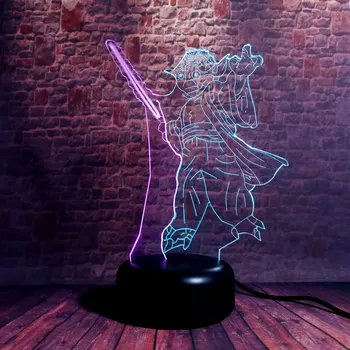 

Star Wars Series Master Yoda Figma Model 3D Nightlight LED Mixed Color Light Yoda Figure Toys