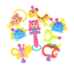 8 шт./компл. дети колокольчик музыкальные игрушки для новорожденных детей Детские игрушки Пластик рук Jingle пожимая звонок погремушка для