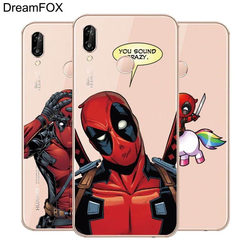 DREAMFOX L031 Дэдпул Мягкий ТПУ силиконовый чехол для huawei Honor 6A 6C 7X9 10 P20 P30 Lite Pro P Smart 2019 |