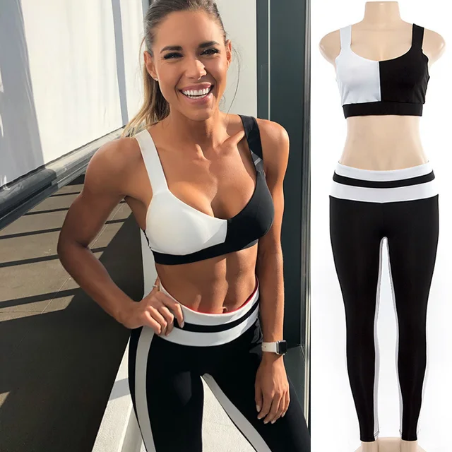 New 2 Piece Women Gym yoga set Sports Bra+Pants Breathable Quick dry