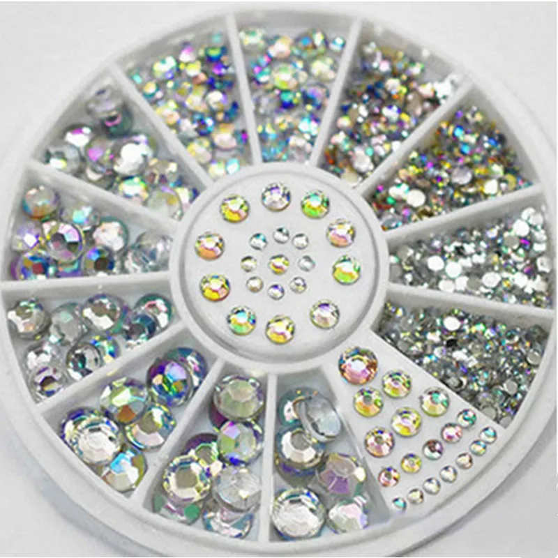 2x Nail Wheel White Multicolor Acrylic Nail Art Decoration Glitter