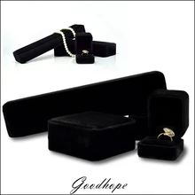 Черный бархат ювелирные изделия упаковки Box Set 4 шт. для уха кольцо, кулон Цепочки и ожерелья браслет ножной браслет Jewellery кейс для хранения