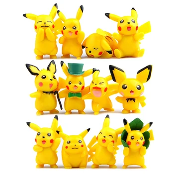 

12pcs/lot Pikachu Toys 3-5cm Pikachu Cute PVC Action Figures Toys Doll Collection Model Toy for Children Kids Gifts