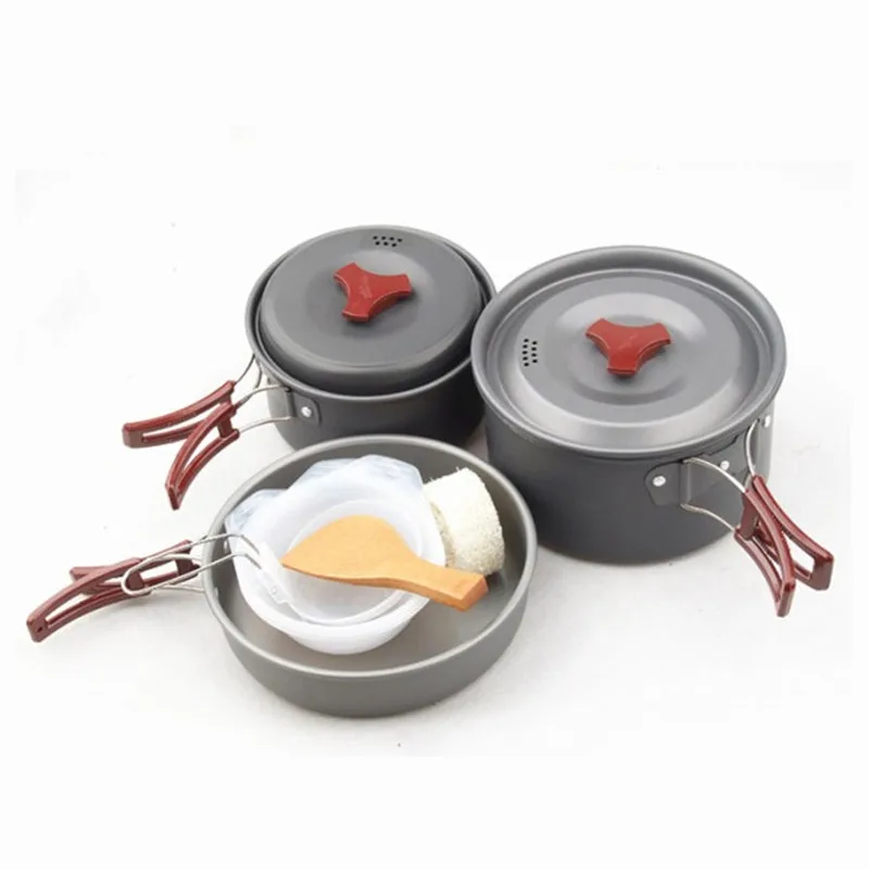 

Brand Outdoor Camping Cooking set New Ultralight Portable Combination Tableware For Picnic Cookware Utensils Bowl Pan Pot