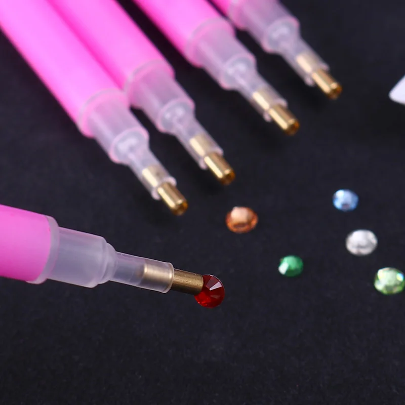 

5Pcs Dual-ended Nail Rhinestone Picker Set Pink Gem Picker Dotting Pen Manicure Professional Nail Art Tool