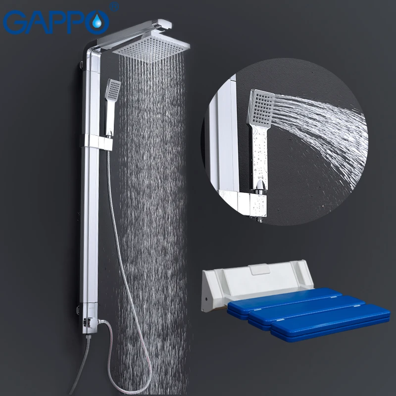 

GAPPO Wall Mounted Shower Seats shower Stool toilet folding chair Shower Faucets bath tap mixers rain shower set