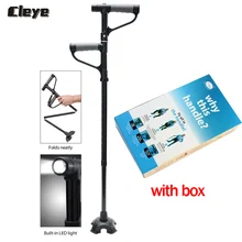 2018 Cleye New Nordic Walking Poles Professional Old Man Walking Stick Folding Double Handle Four Feet With Light Strong Cane 