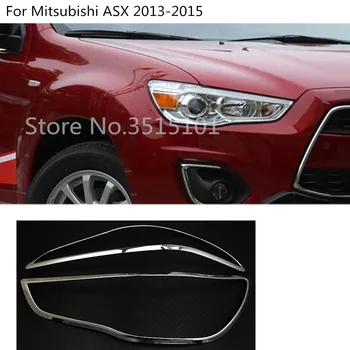 

car body front head Light lamp detector frame stick styling ABS Chrome cover trim part 2pcs For Mitsubishi ASX 2013 2014 2015
