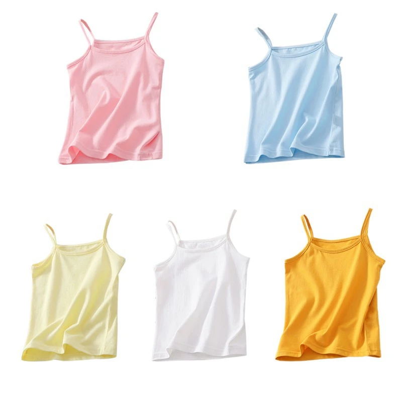 

2019 Cotton Summer T-shirt For Children Shirts Sleeveless Vest Solid Print Girls Tops Kids Vest Baby Undershirt Singlet