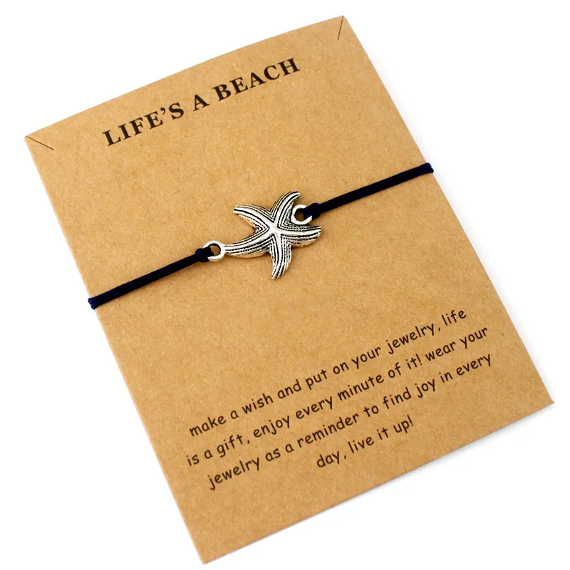 

Starfish Mermaid Sand Dollar Charms Adjustable Bracelets Beach Women Men Love Best Friends Fashion Jewelry Christmas Gift