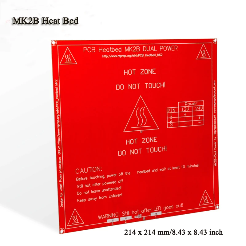 MK2B Тепловая кровать для 3d принтера двойной мощности PCB Тепловая кровать красного цвета 214 мм* 214 мм горячая пластина 12 в 24 В Горячая кровать 3d принтер s часть