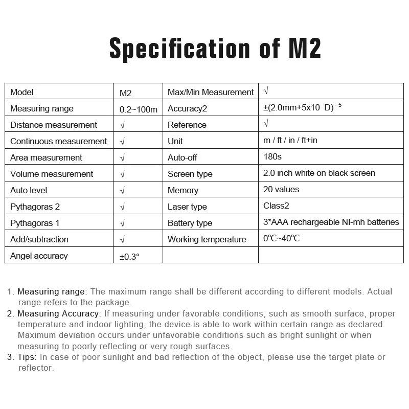 Mileseey лазерный дальномер Новое поступление M2 50 м лазерный дальномер Лазерные измерительные инструменты Diastimeter красный