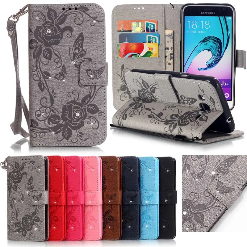 For Coque Samsung Galaxy J3 2016 Case Leather Wallet Cell