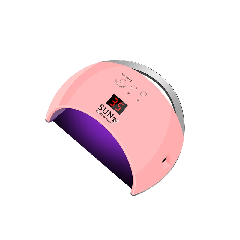 Langoa SUN6 48 Вт УФ светодиодный светильник для ногтей умный датчик Сушилка для ногтей для отверждения всех гелей белый с цифровым дисплеем времени инструмент для дизайна ногтей - Цвет: Pink