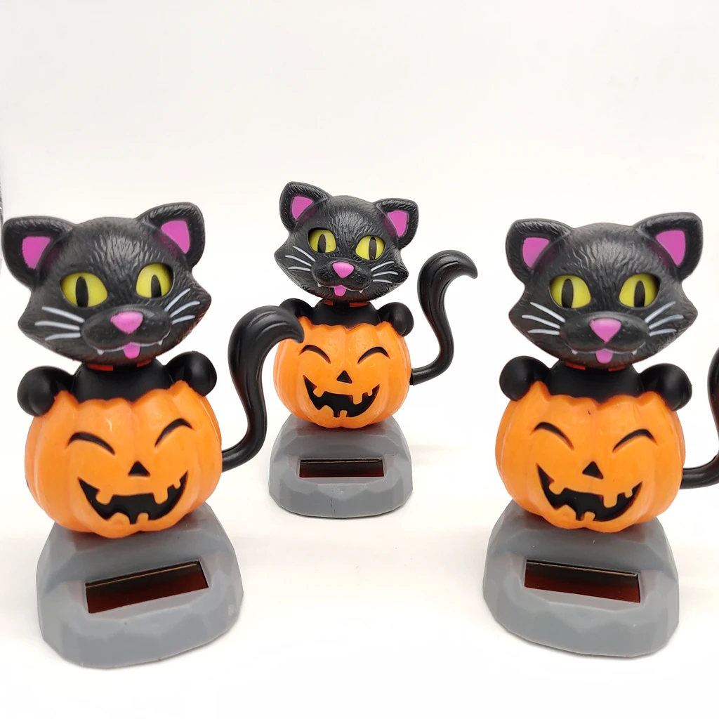Cartoon Solar Powered Dancing Pumpkin Cat Swing Figure Model Toy Dashboard Car Desk Decoration