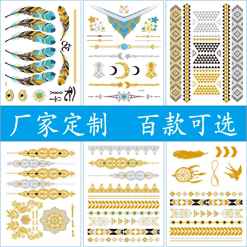 25 Styles Metallic Tattoos Waterproof Temporary Sticker Fake Flash Tattoo Designs Body Art For Girl Women Men NO.1-25 | Красота и