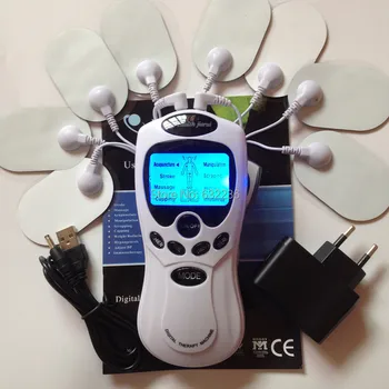 

50pcs/lot White Dual input Electrical Stimulator Full Body Relax Muscle Massager,Pulse tens Acupuncture therapy+8 pads