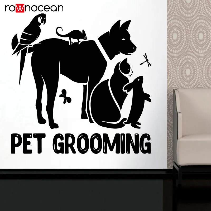

Grooming Salon Art Stickers - Puppy Animal Care Decal For Pet Shop - Pet Grooming Vinyl Decal For Shop Window DIY Dg08