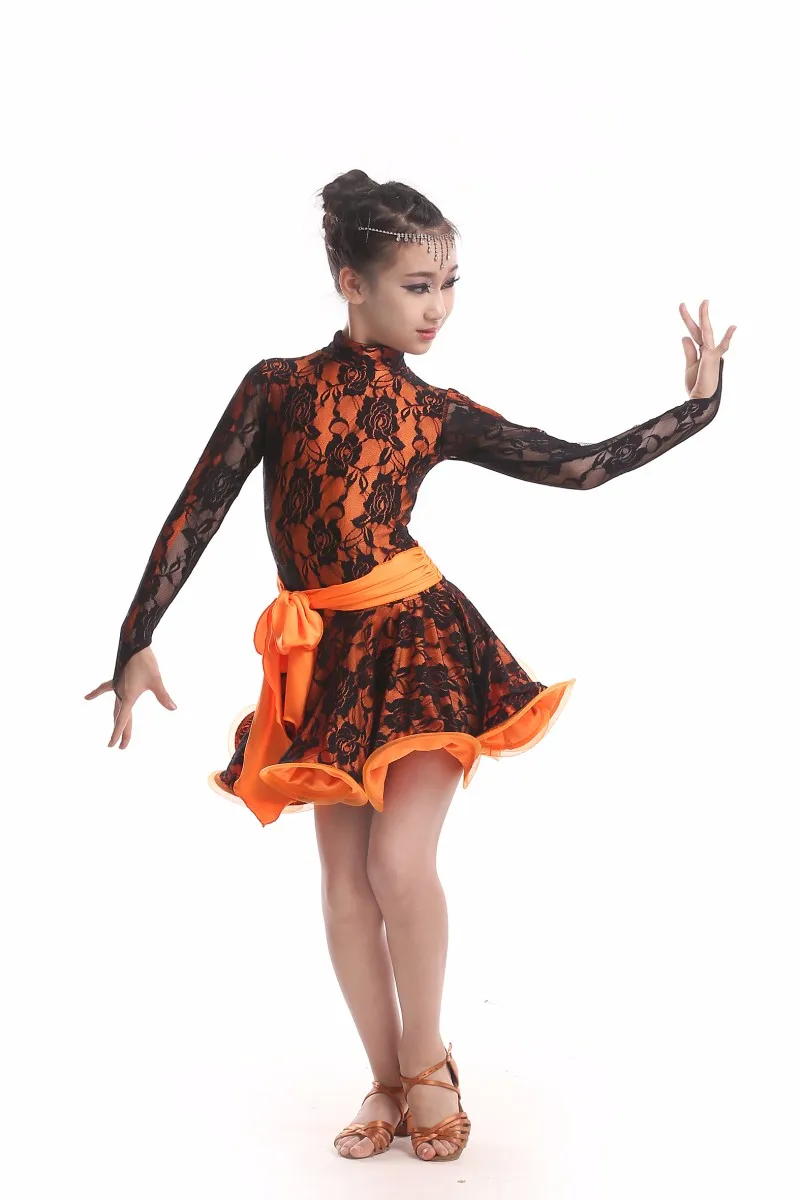Костюм для латинских танцев для взрослых, сексуальное кружевное платье с длинными рукавами для латинских танцев для взрослых, Детские платья для латинских танцев, S-4XL