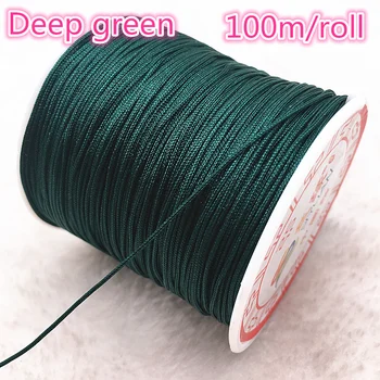 

100M/Roll 0.8mm Deep green Nylon Cord Thread Chinese Knot Macrame Cord Bracelet Braided String DIY Tassels Beading Thread