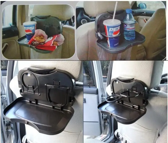 

Universal Auto Car Back Seat Table Drinks Folding Cup Holder Stand Desk Black Multifuntional Trays Car Front Seat Back