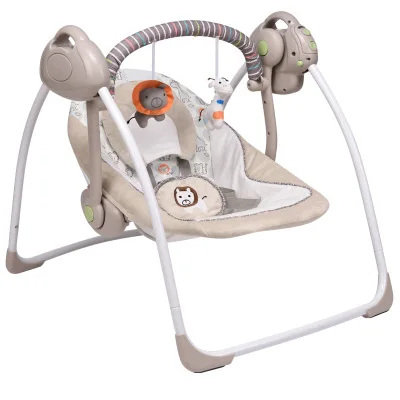 Safety Baby Rocking Chair Electric Cradle Children Sleepy Baby Artifact Cradle Bed Baby Comfort Recliner - Цвет: Коричневый