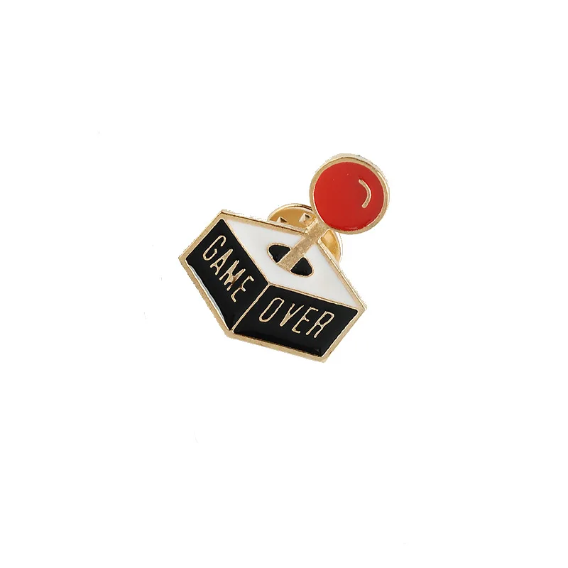 New game over handle brooches For women Enamel pins girl clothes Cartoon collar pin Coat badge Alloy jewelry gifts | Украшения и