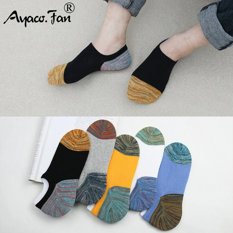 

10pcs=5 Pairs/Lot Summer Men Cotton Ankle Socks for Men's Business Casual Ethnic Patchwork Short Socks Male Sock Slippers Meias