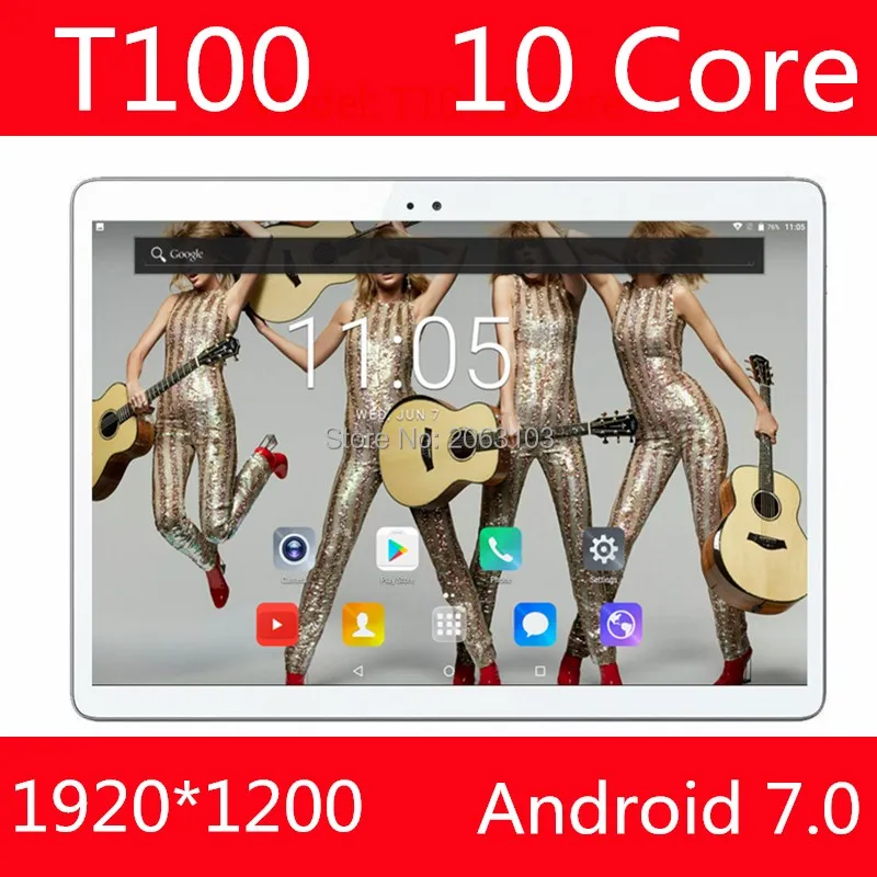 Pаспродажа В наличии 100% оригинал T100 планшетный ПК 4 ГБ ОЗУ 128 Гб ПЗУ MediaTek MT6797 10 дюймов 6000 мАч Android 7,0 gps 8,0 МП камера 4G Wifi